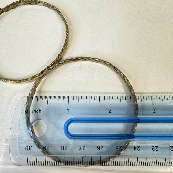 Set of 2 Mexico Bangle Bracelets Silver-Tone Stackable Layers Metal - Picture 5 of 9